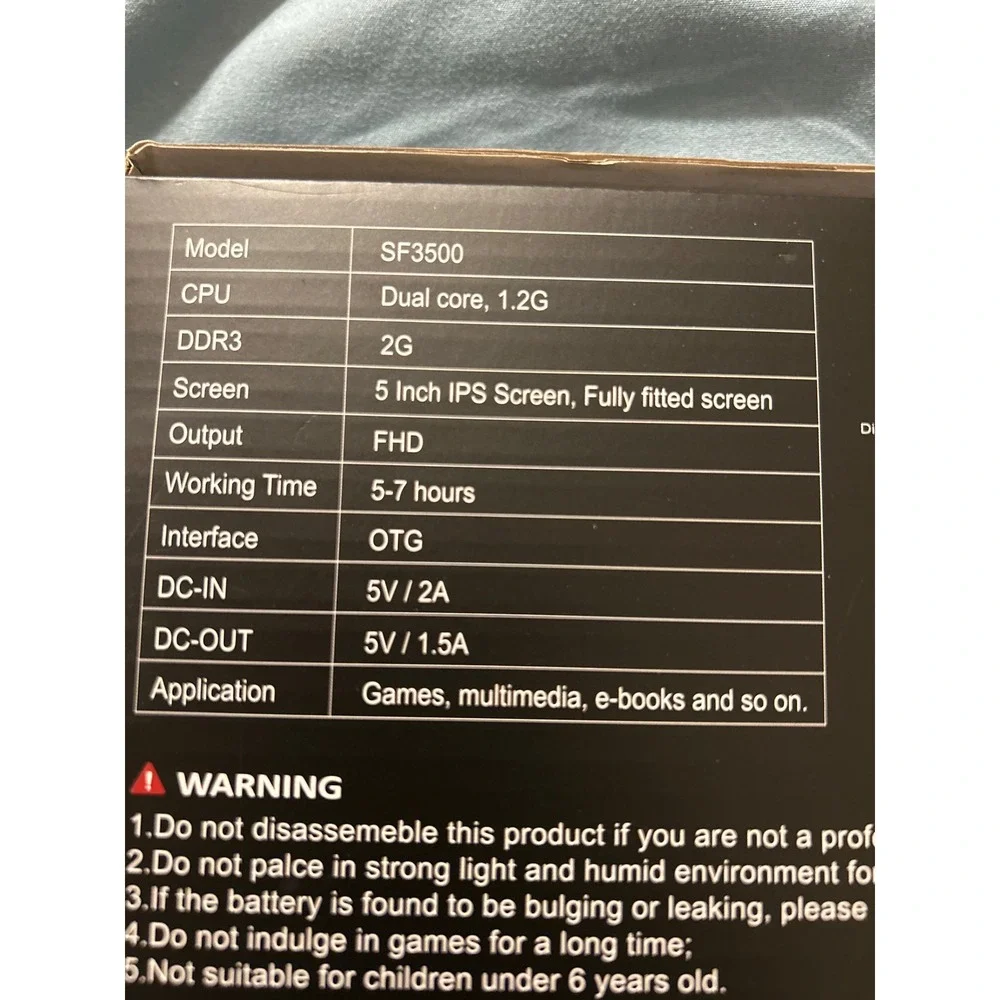 SF3500 Handheld Game Player 5 In FHD Portable Console Black Over 20,000 games